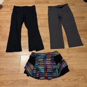 Athleta Bundle Multicolor Tie-Dye Skirt and 2 yoga legging